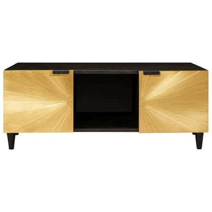 Couchtisch Schwarz und Gold 100 x 54 x 40 cm massives Mangoholz