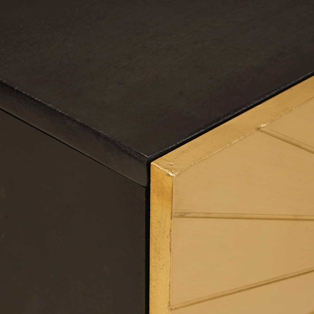 TV-Schränk Schwarz und Gold 105 x 33 x 46 cm massives Mangoholz