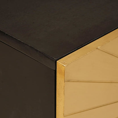 TV-Schränk Schwarz und Gold 105 x 33 x 46 cm massives Mangoholz