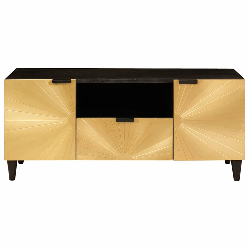 TV-Schränk Schwarz und Gold 105 x 33 x 46 cm massives Mangoholz