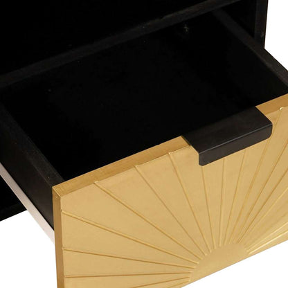 TV-Schränk Schwarz und Gold 100 x 33 x 46 cm massives Mangoholz