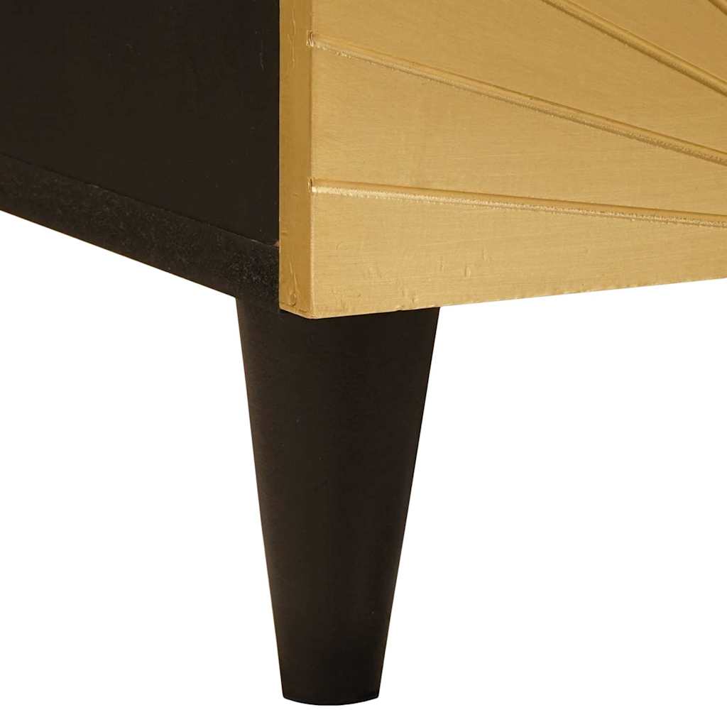 TV-Schränk Schwarz und Gold 100 x 33 x 46 cm massives Mangoholz