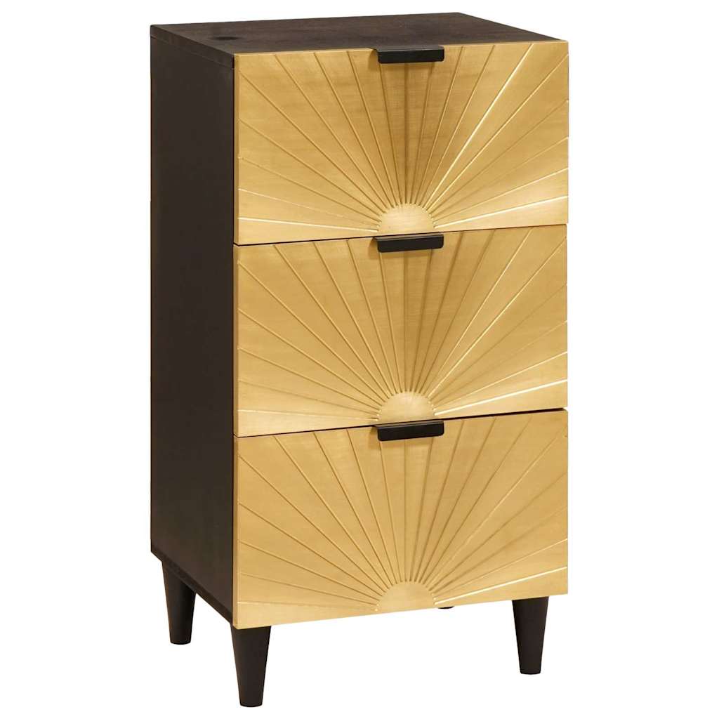 Sideboard Schwarz und Gold 40 x 33 x 75 cm massives Mangoholz