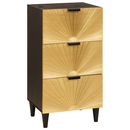 Sideboard Schwarz und Gold 40 x 33 x 75 cm massives Mangoholz
