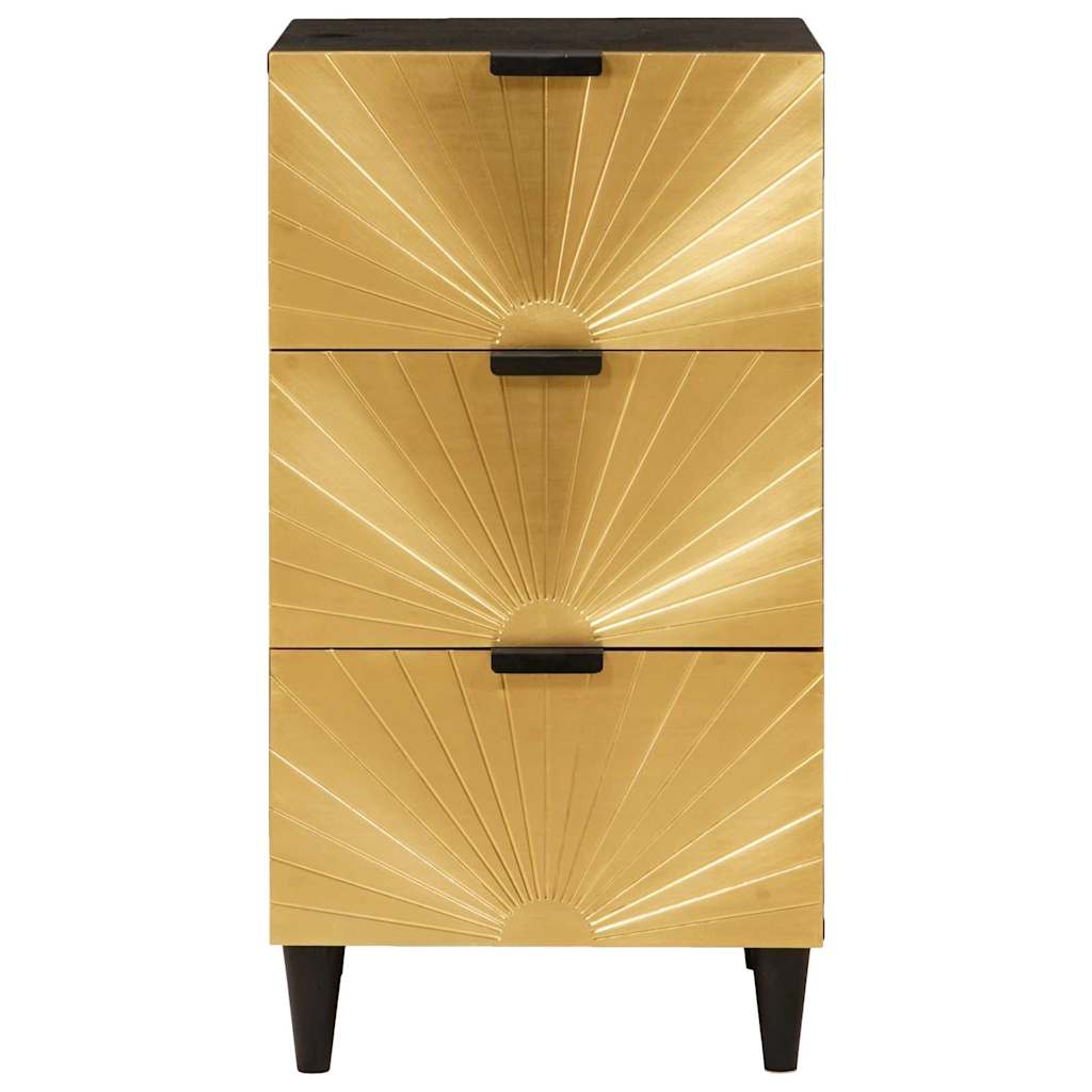 Sideboard Schwarz und Gold 40 x 33 x 75 cm massives Mangoholz