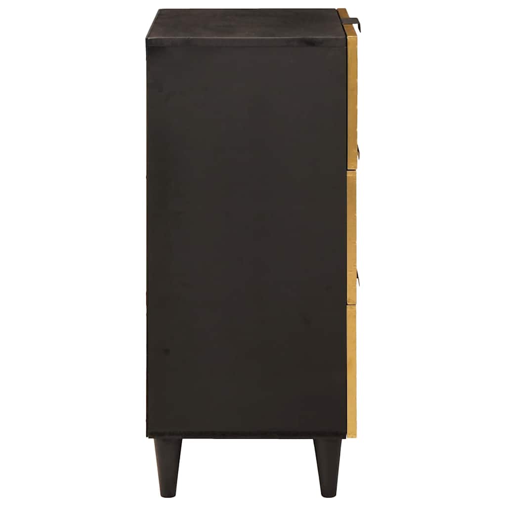 Sideboard Schwarz und Gold 40 x 33 x 75 cm massives Mangoholz