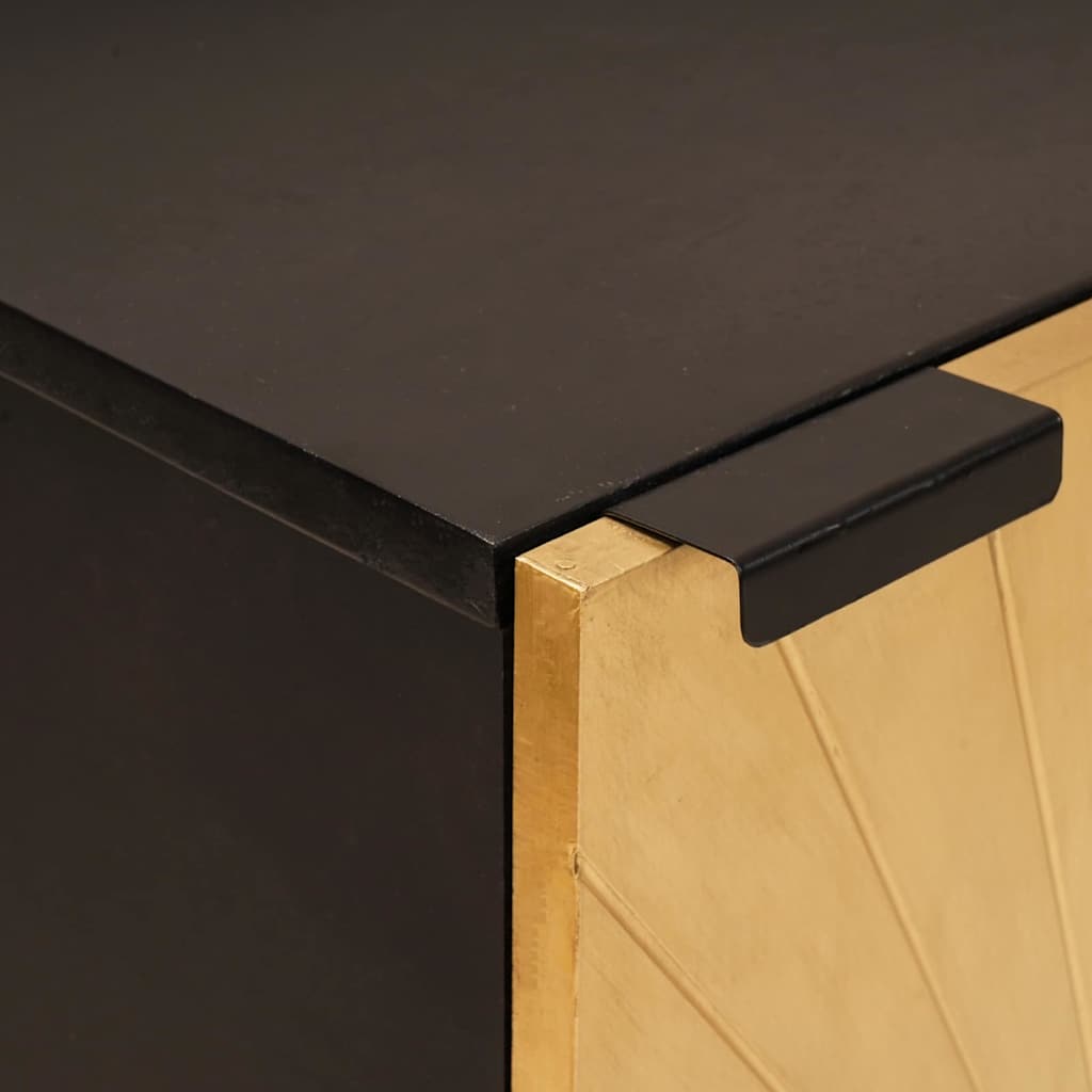 Sideboard Schwarz und Gold 40 x 33 x 75 cm massives Mangoholz