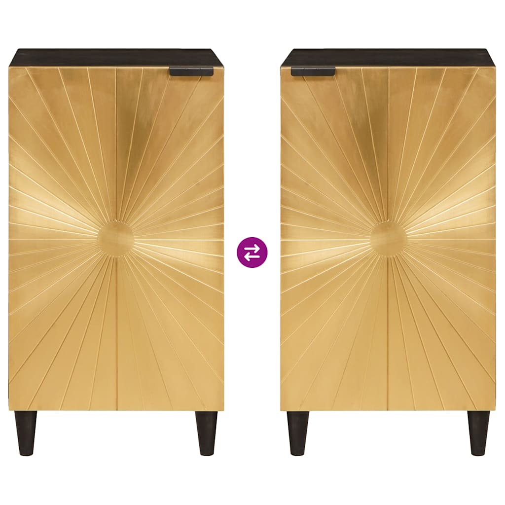 Sideboard Schwarz und Gold 40 x 33 x 75 cm massives Mangoholz