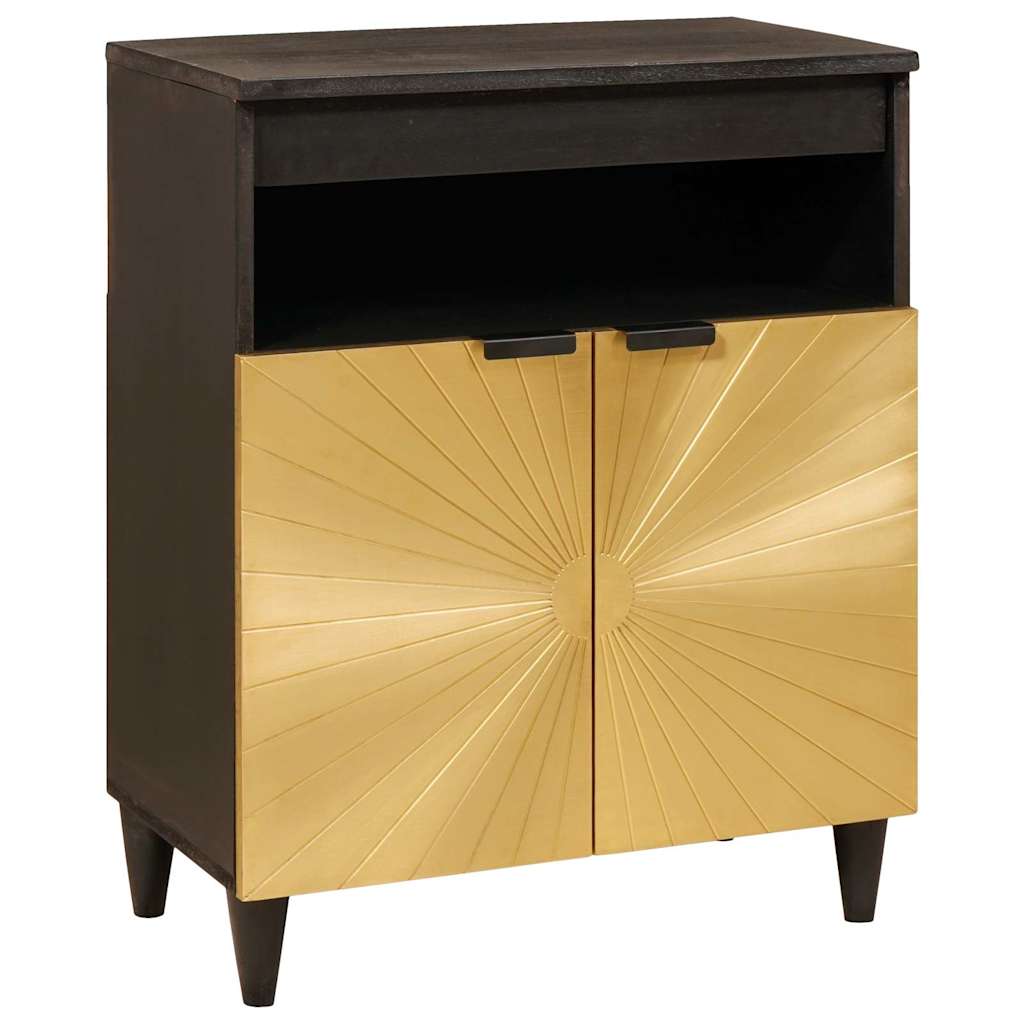 Sideboard Schwarz und Gold 60 x 33 x 75 cm massives Mangoholz