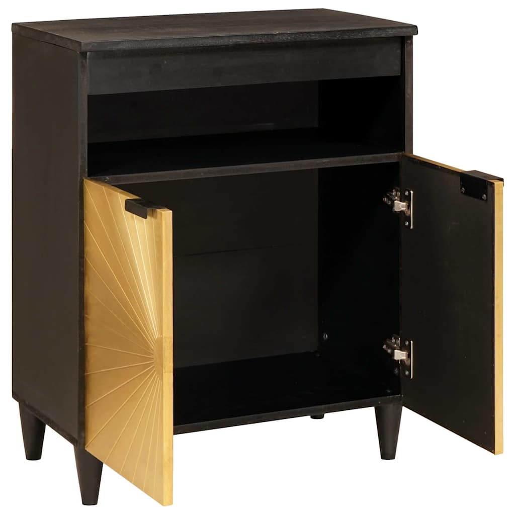 Sideboard Schwarz und Gold 60 x 33 x 75 cm massives Mangoholz