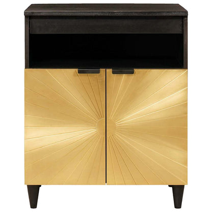 Sideboard Schwarz und Gold 60 x 33 x 75 cm massives Mangoholz