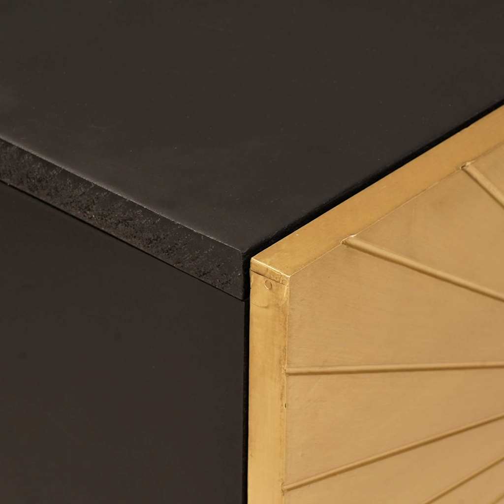 Beistellschrank mit Speicher Schwarz und Gold 80 x 33.5 x 75 cm