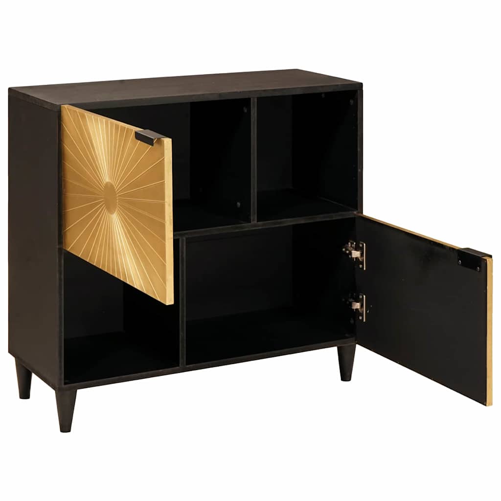 Beistellschrank mit Speicher Schwarz und Gold 80 x 33.5 x 75 cm