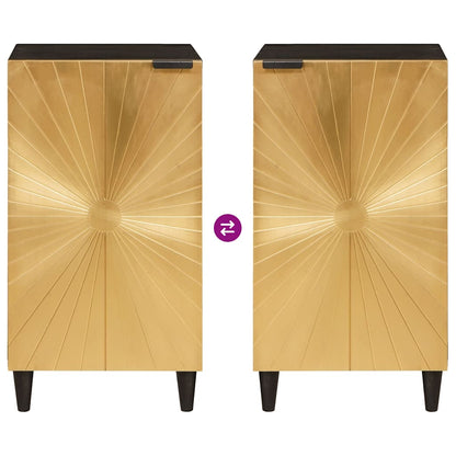 Beistellschrank mit Speicher Schwarz und Gold 80 x 33.5 x 75 cm