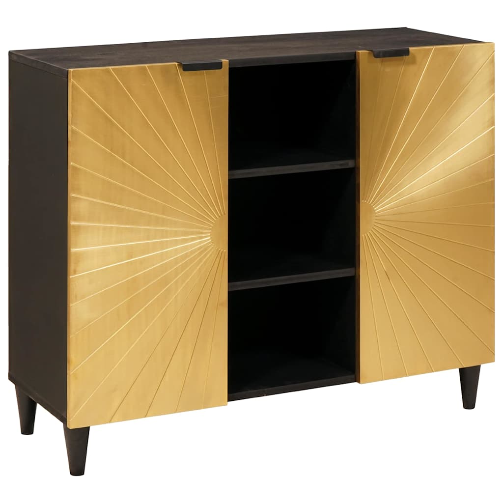 Beistellschrank mit Speicher Schwarz und Gold 90 x 33.5 x 75 cm