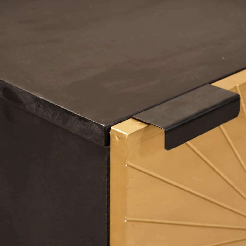 Beistellschrank mit Tür Schwarz und Gold 40 x 33.5 x 110 cm