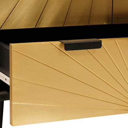 Beistellschrank mit Tür Schwarz und Gold 60 x 33.5 x 100 cm