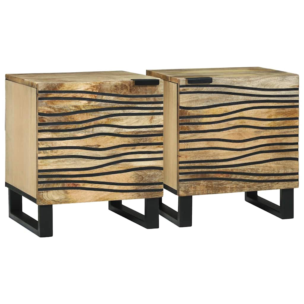 Nachttisch 2 pcs Braun 40 x 33 x 46 cm massives Mangoholz