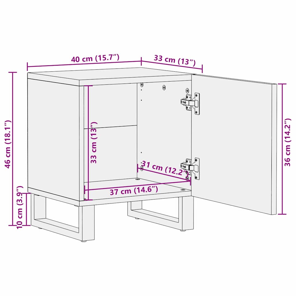 Nachttisch 2 pcs Braun 40 x 33 x 46 cm massives Mangoholz