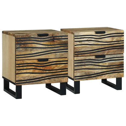 Nachttisch 2 pcs Braun 40 x 33 x 46 cm massives Mangoholz