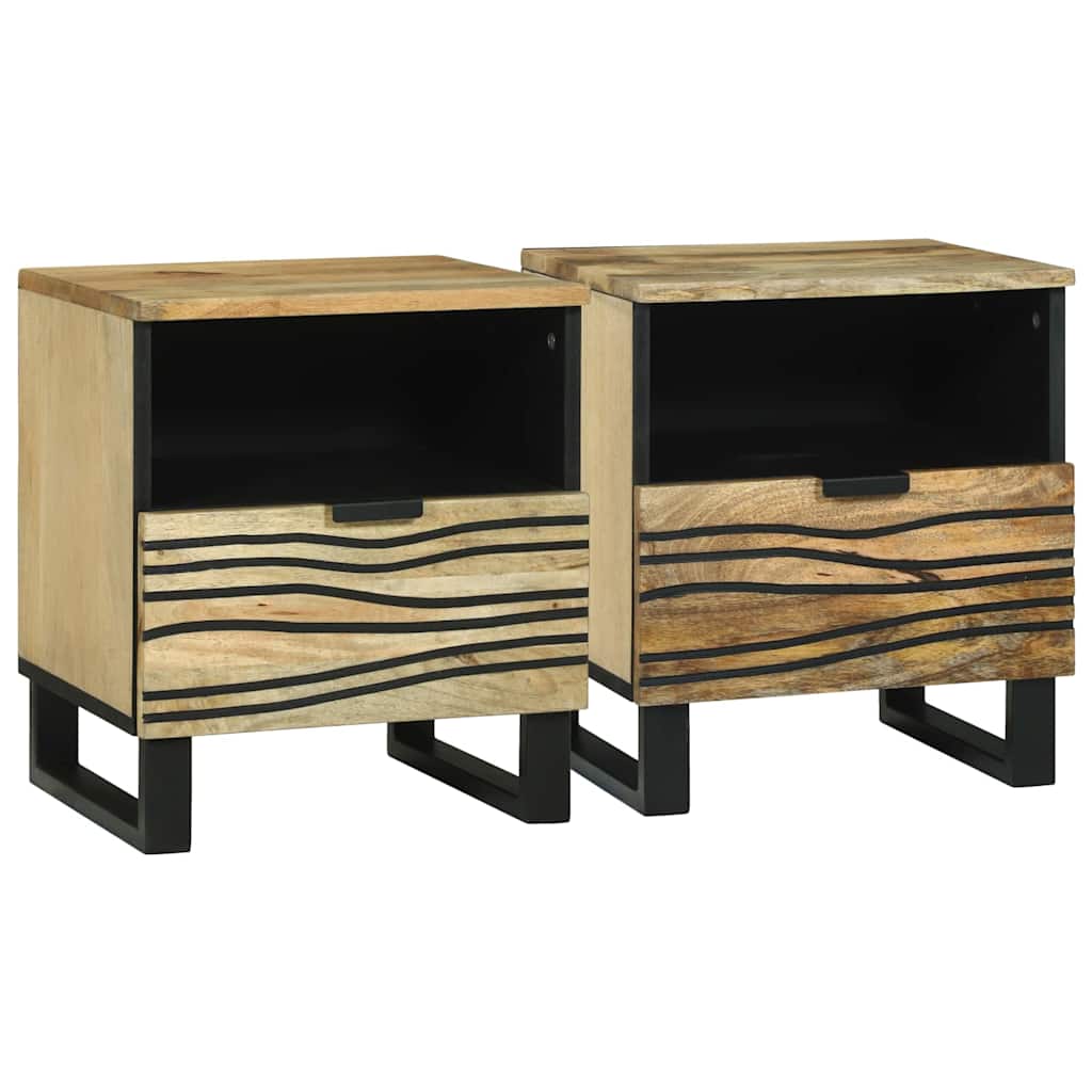 Nachttisch 2 pcs Braun 40 x 33 x 46 cm massives Mangoholz