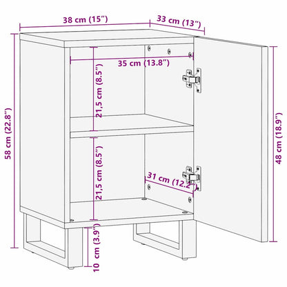 Badezimmer Schrank mit Tür Braun und Schwarz 38 x 33.5 x 58 cm