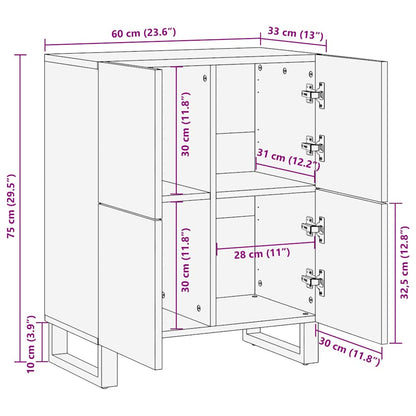 Sideboard Braun 60 x 33 x 75 cm massives Mangoholz