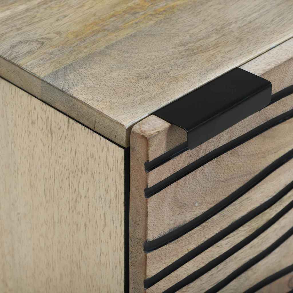 Nachttische Weiß und Schwarz 40 x 33 x 46 cm massives Mangoholz