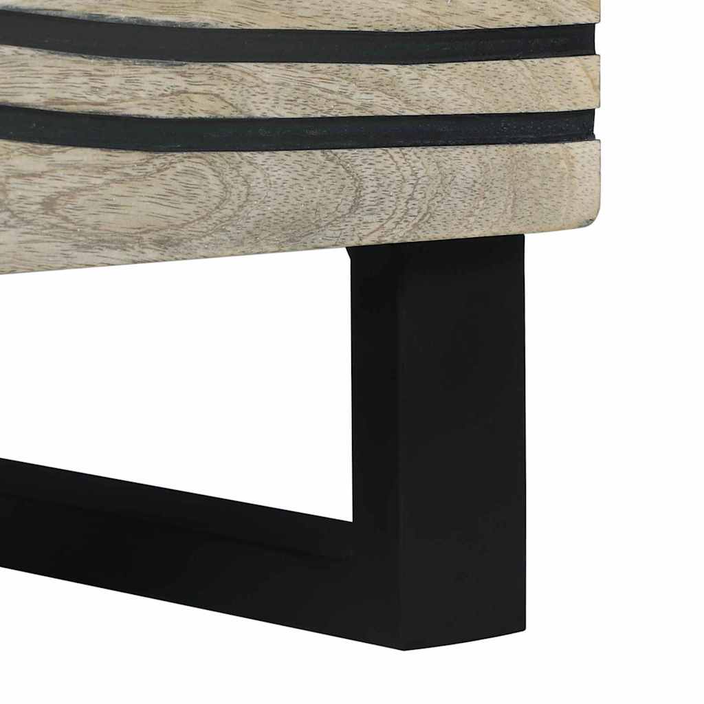 Nachttische Weiß und Schwarz 40 x 33 x 46 cm massives Mangoholz