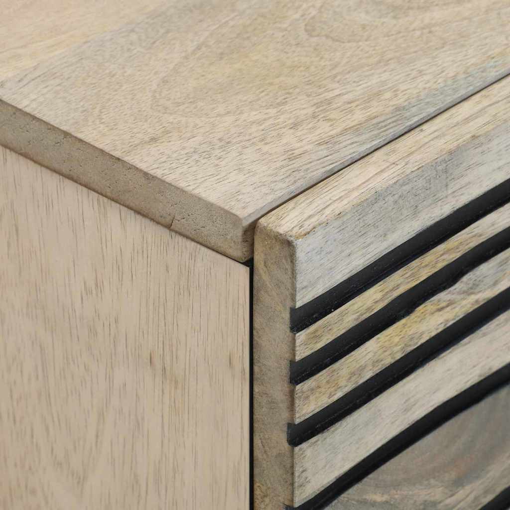 Nachttisch Weiß und Schwarz 40 x 33 x 46 cm massives Mangoholz