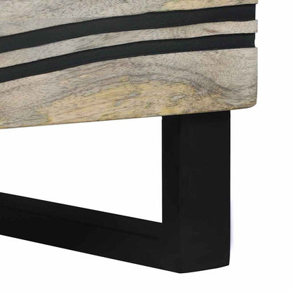 Nachttisch Weiß und Schwarz 40 x 33 x 46 cm massives Mangoholz