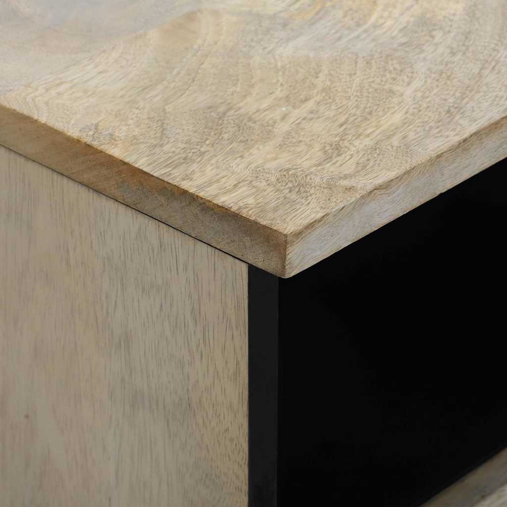Nachttisch Weiß und Schwarz 40 x 33 x 46 cm massives Mangoholz