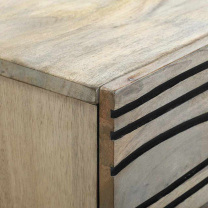 Nachttisch Weiß und Schwarz 50 x 33 x 60 cm massives Mangoholz