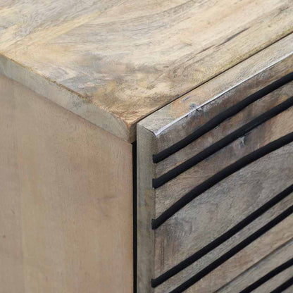 Nachttisch Weiß und Schwarz 50 x 33 x 60 cm massives Mangoholz