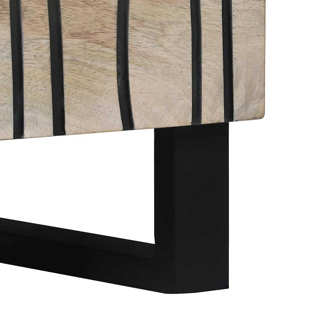 Nachttisch Weiß und Schwarz 50 x 33 x 60 cm massives Mangoholz