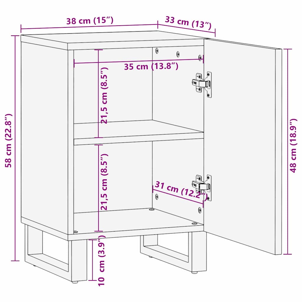 Badezimmer Schrank mit Tür Braun und Schwarz 38 x 33.5 x 58 cm