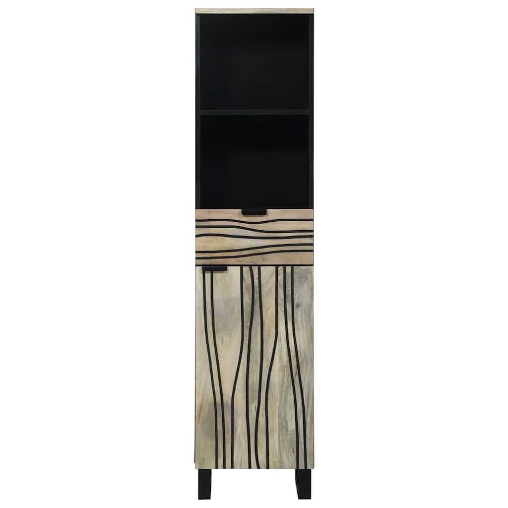 Badezimmer Schrank mit Regal Braun und Schwarz 38 x 33 x 160 cm