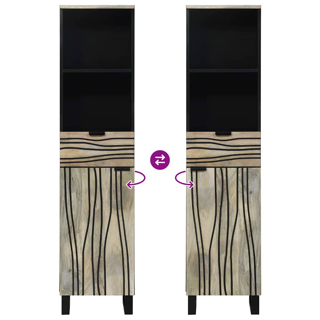 Badezimmer Schrank mit Regal Braun und Schwarz 38 x 33 x 160 cm