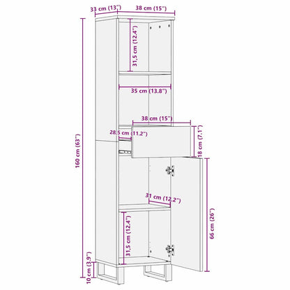 Badezimmer Schrank mit Regal Braun und Schwarz 38 x 33 x 160 cm