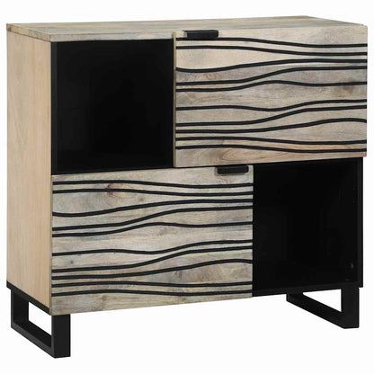 Sideboard Weiß 80 x 33 x 75 cm massives Mangoholz