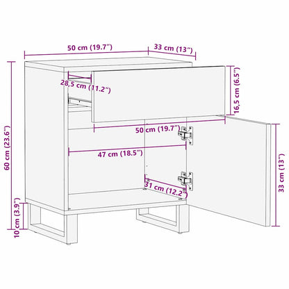 Nachttisch Walnuss 50 x 33 x 60 cm massives Mangoholz