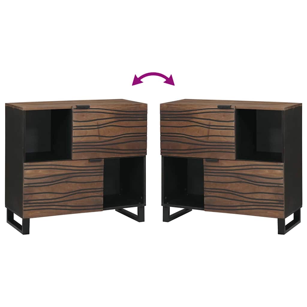 Sideboard Braun 80 x 33 x 75 cm massives Mangoholz