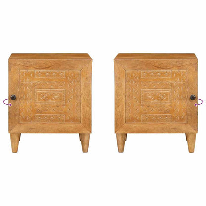 Nachttisch Hellbraun 40 x 33 x 46 cm massives Mangoholz