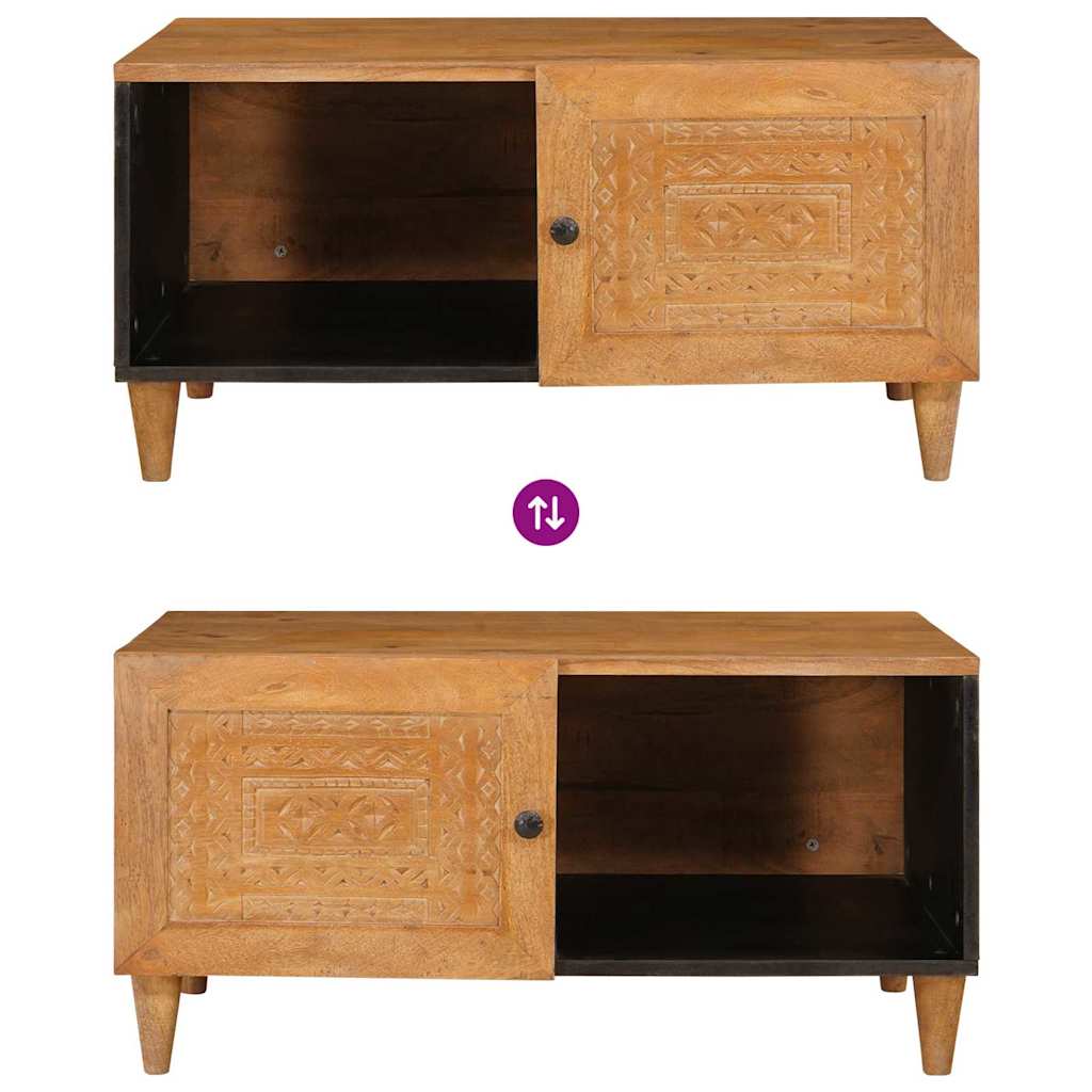 Couchtisch mit Tür Hellbraun 80 x 50 x 40 cm massives Mangoholz