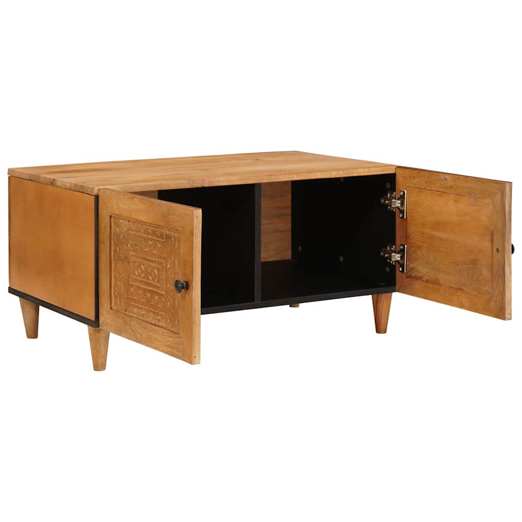 Couchtisch mit Tür Hellbraun 80 x 50 x 40 cm massives Mangoholz