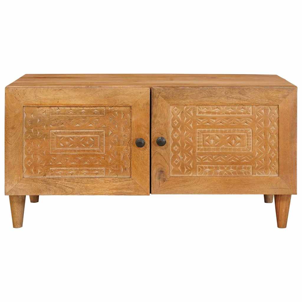 Couchtisch mit Tür Hellbraun 80 x 50 x 40 cm massives Mangoholz