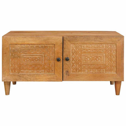 Couchtisch mit Tür Hellbraun 80 x 50 x 40 cm massives Mangoholz