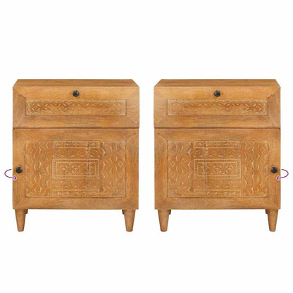 Nachttisch mit Tür Hellbraun 50 x 33 x 60 cm massives Mangoholz