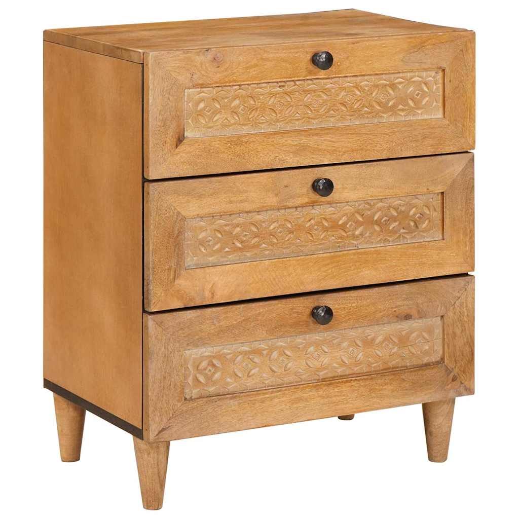 Nachttisch Hellbraun 50 x 33 x 60 cm massives Mangoholz