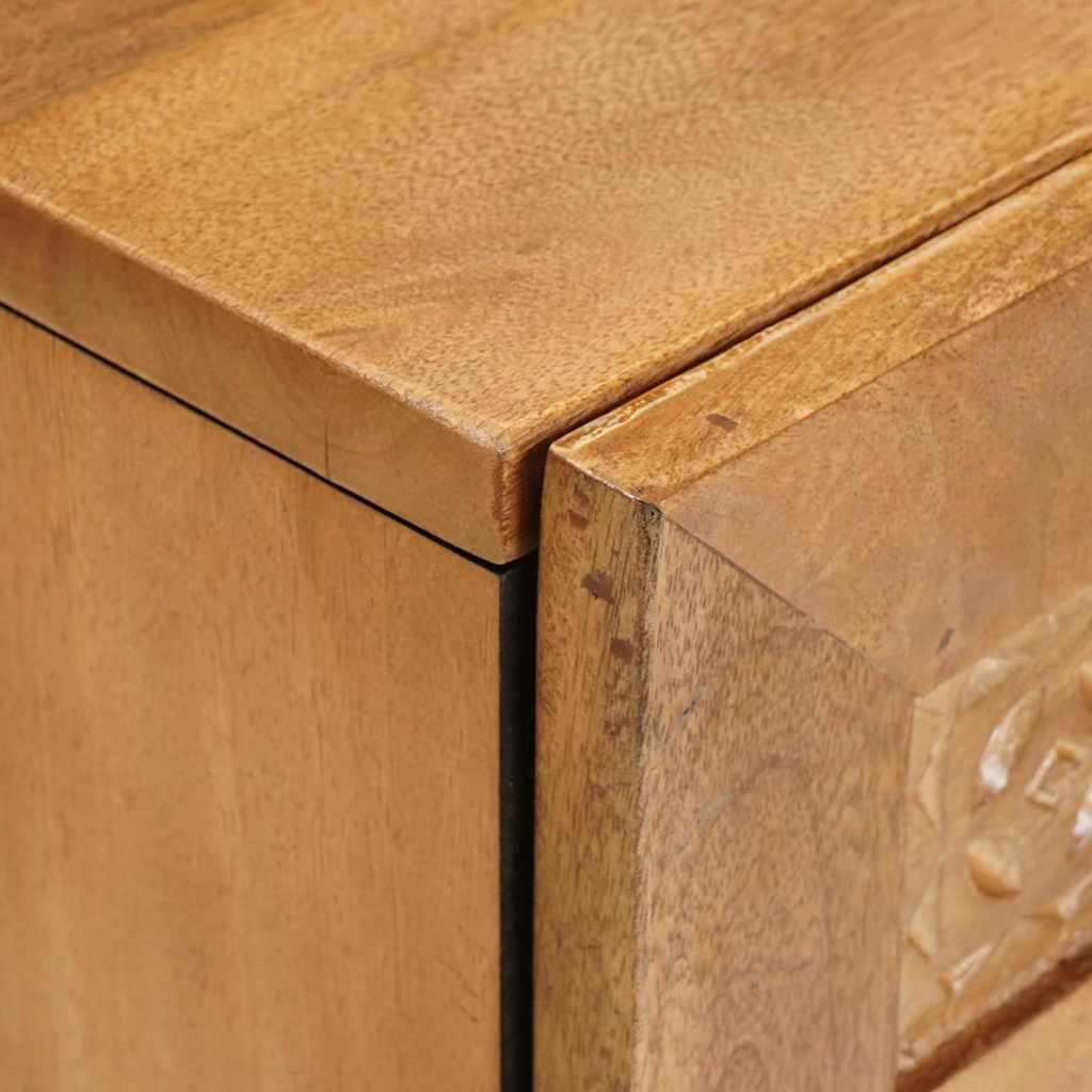 Nachttisch mit Tür Hellbraun 50 x 33 x 60 cm massives Mangoholz